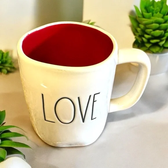 NWOT Limited Edition Collectible Rae Dunn LOVE Mug Red Interior Rare Gift Idea - Picture 3 of 13